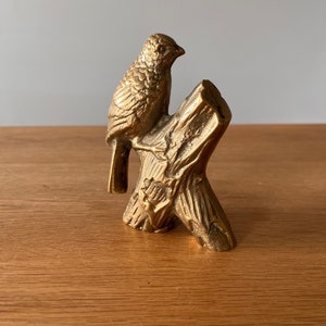 Brass Bird on Branch - Brass Figurine - Boho Brass - Vintage Brass Bird Statue