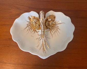   ロブスターディッシュ Vintage Lobster Porcelain Serving Dish with Handle, Gold
