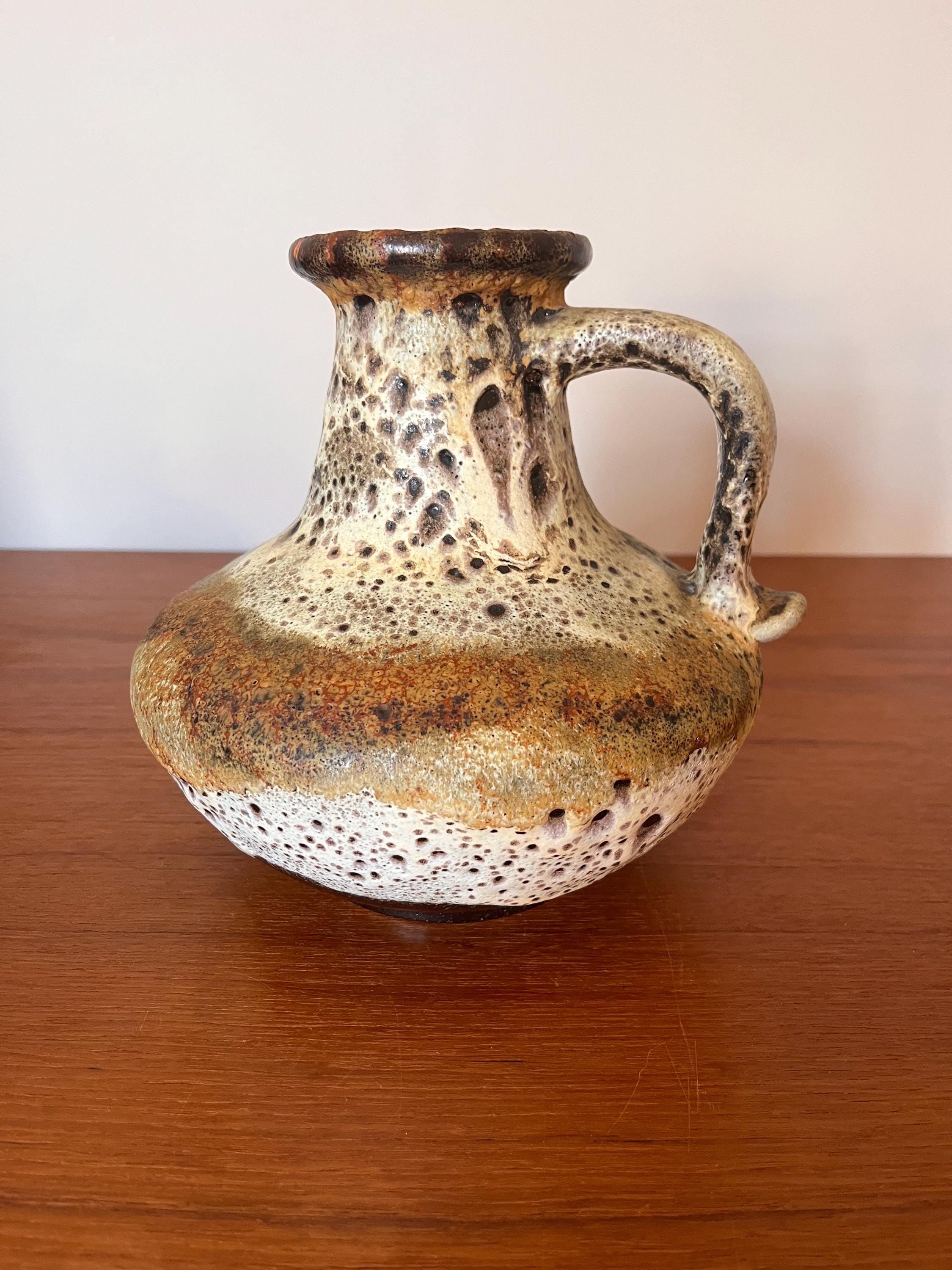 Vintage Ruscha Pottery Vase: West German Fat Lava Glaze, Mid