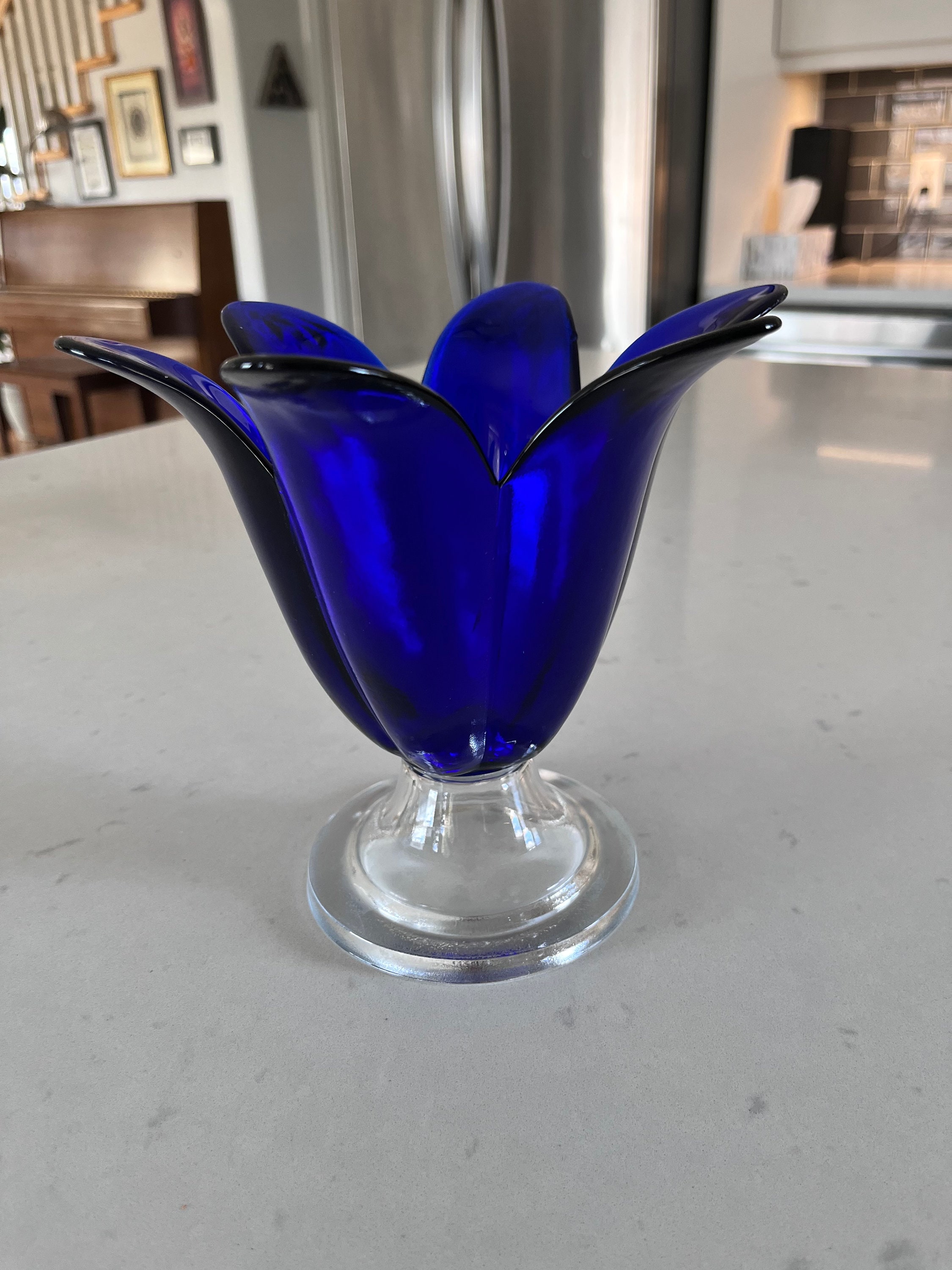 ヴィンテージスタジオ ノヴァ コバルトブルーガラスフラワーキャンドル