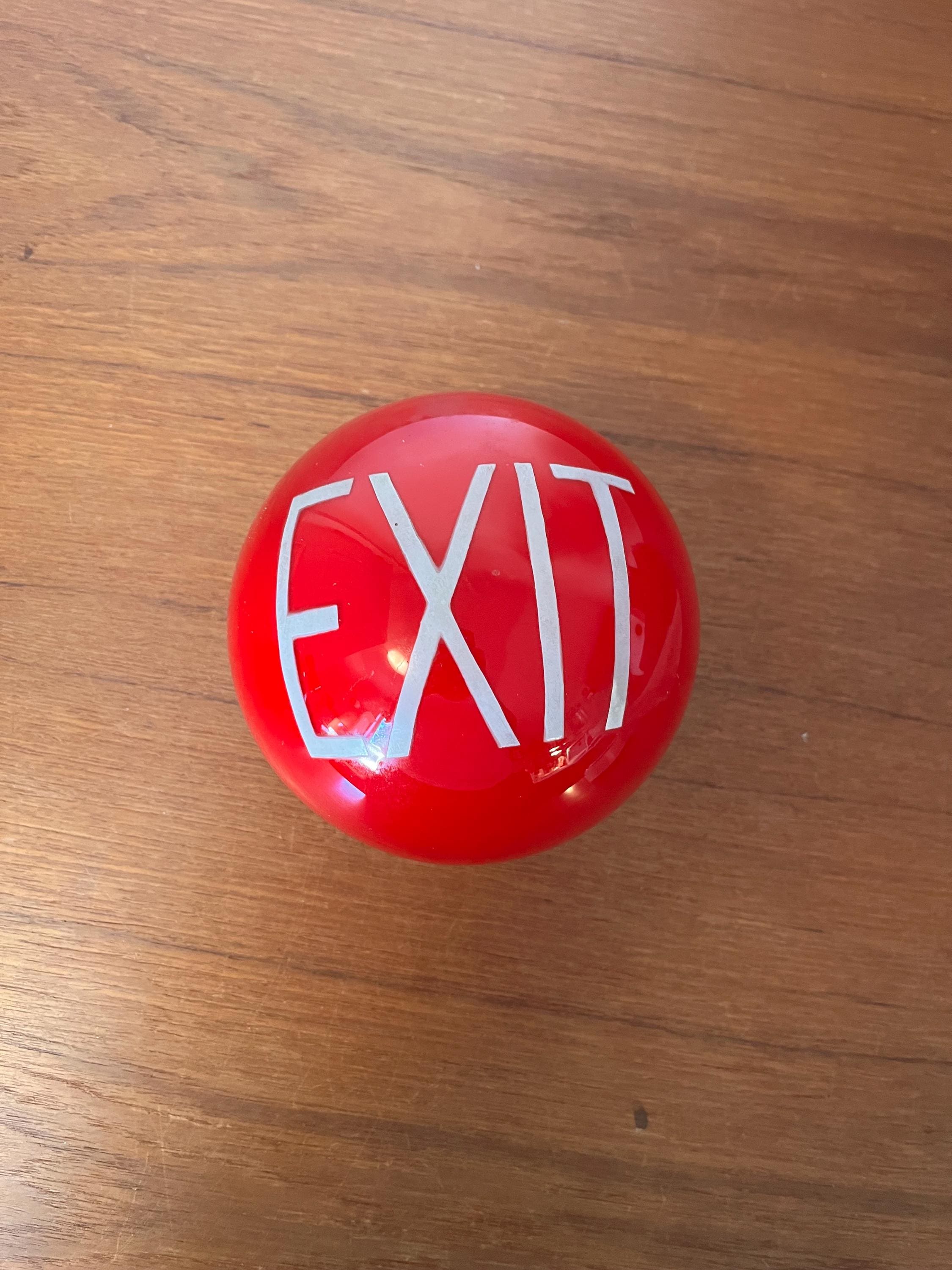 Vintage Red Glass EXIT Globe- Antique EXIT Sign - Sphere Shaped