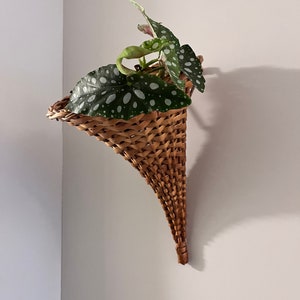 Wicker Cornucopia Basket - Horn of Plenty- Woven Basket - Thanksgiving Decor- Autumn Decor