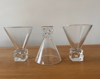 Ice Cube Martini Glasses - MCM Retro Barware - Set of 3