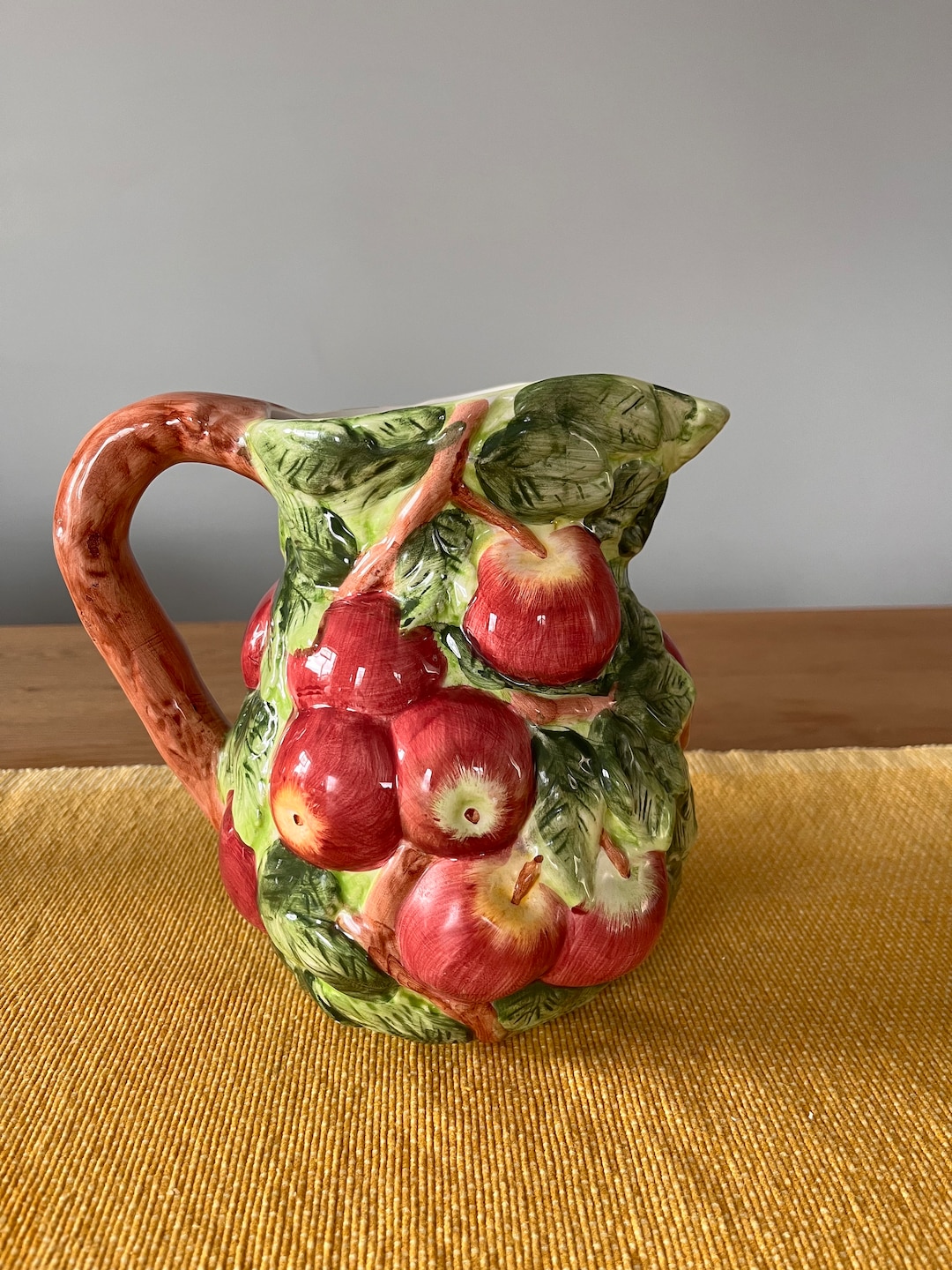 Vintage World Bazaar Majolica Apple Pitcher: 3D Ceramic Fruit - Etsy