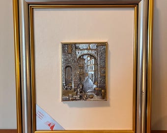 Vintage Italian Framed Sterling Silver Relief Sculpture - ARG 925