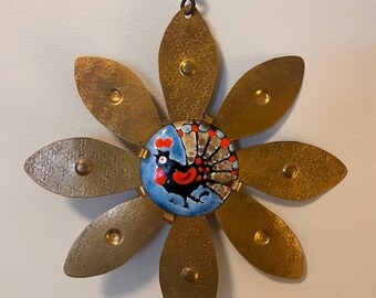Cesar Vasquez Copper & Brass Rooster Mobile: Mid-century Modern