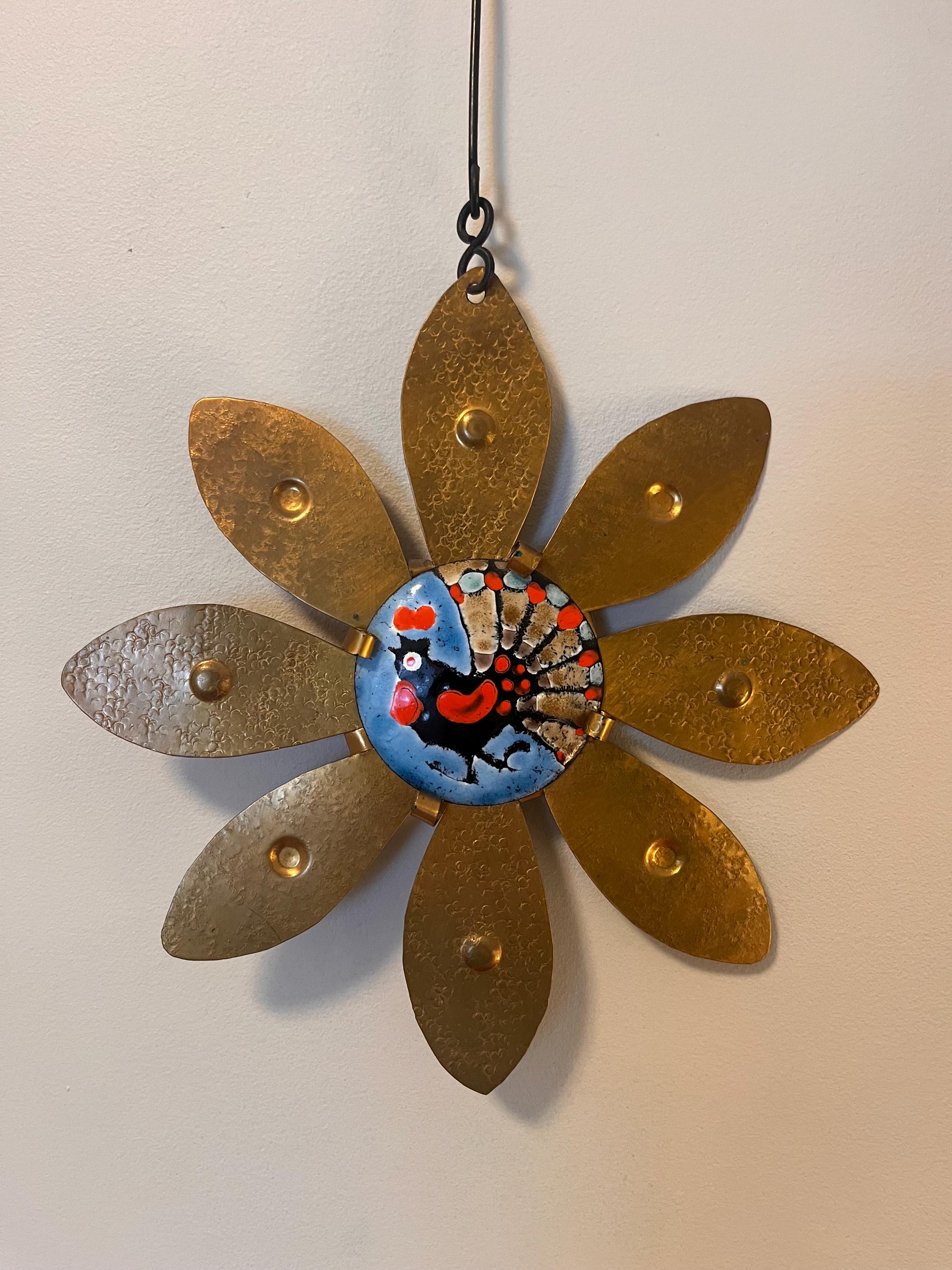 Cesar Vasquez Copper & Brass Rooster Mobile: Mid-century Modern