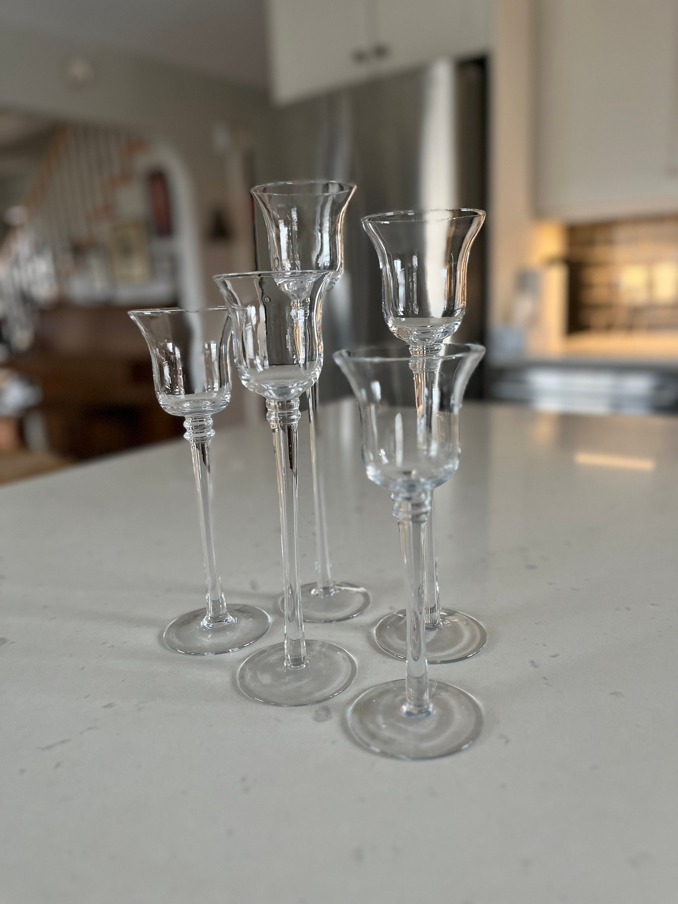 Vintage Clear Blown Glass Pedestal Candle Holders Tea Light Etsy