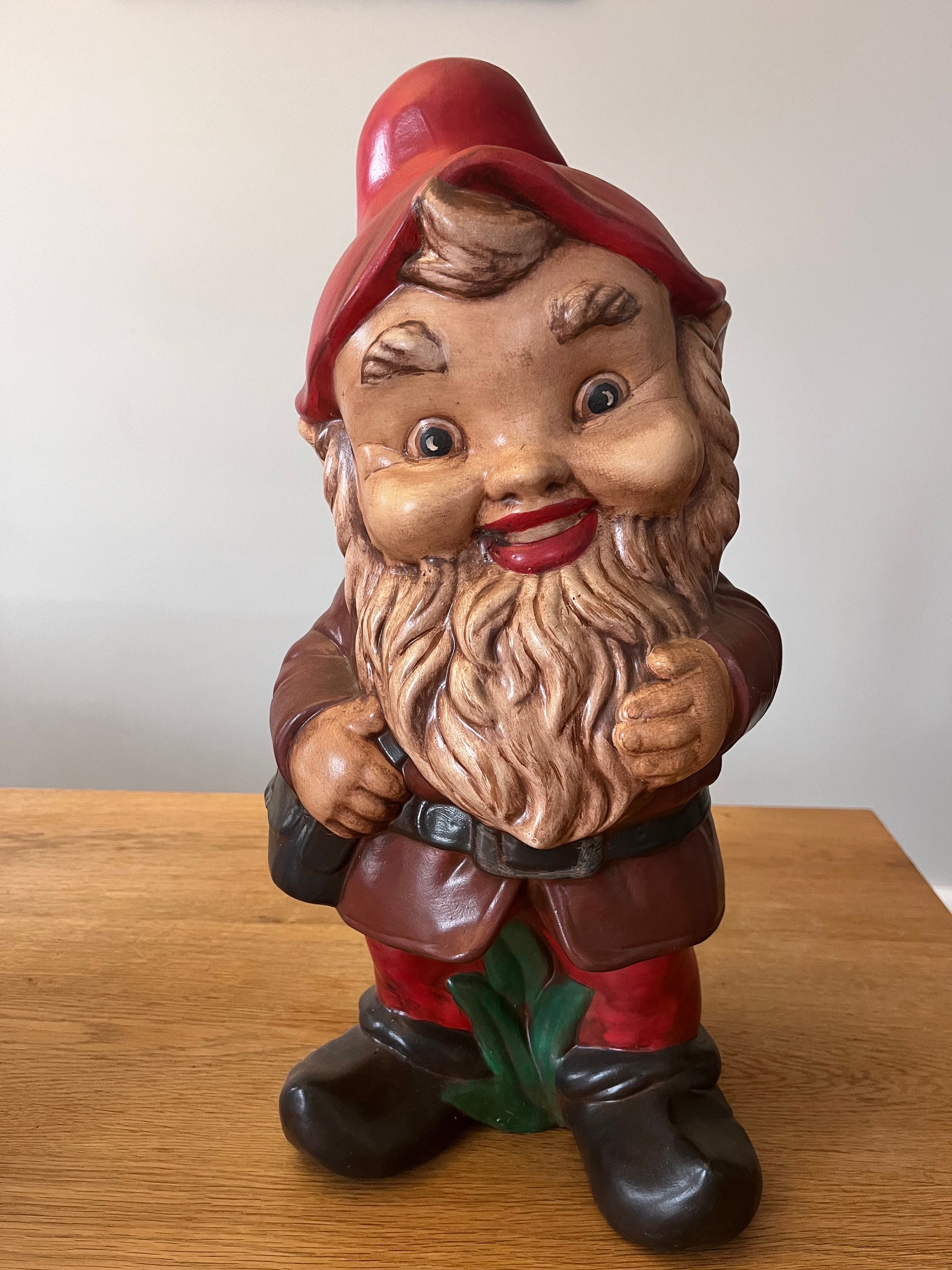Vintage Ceramic Garden Gnomes: Retro Earth Tone Outdoor
