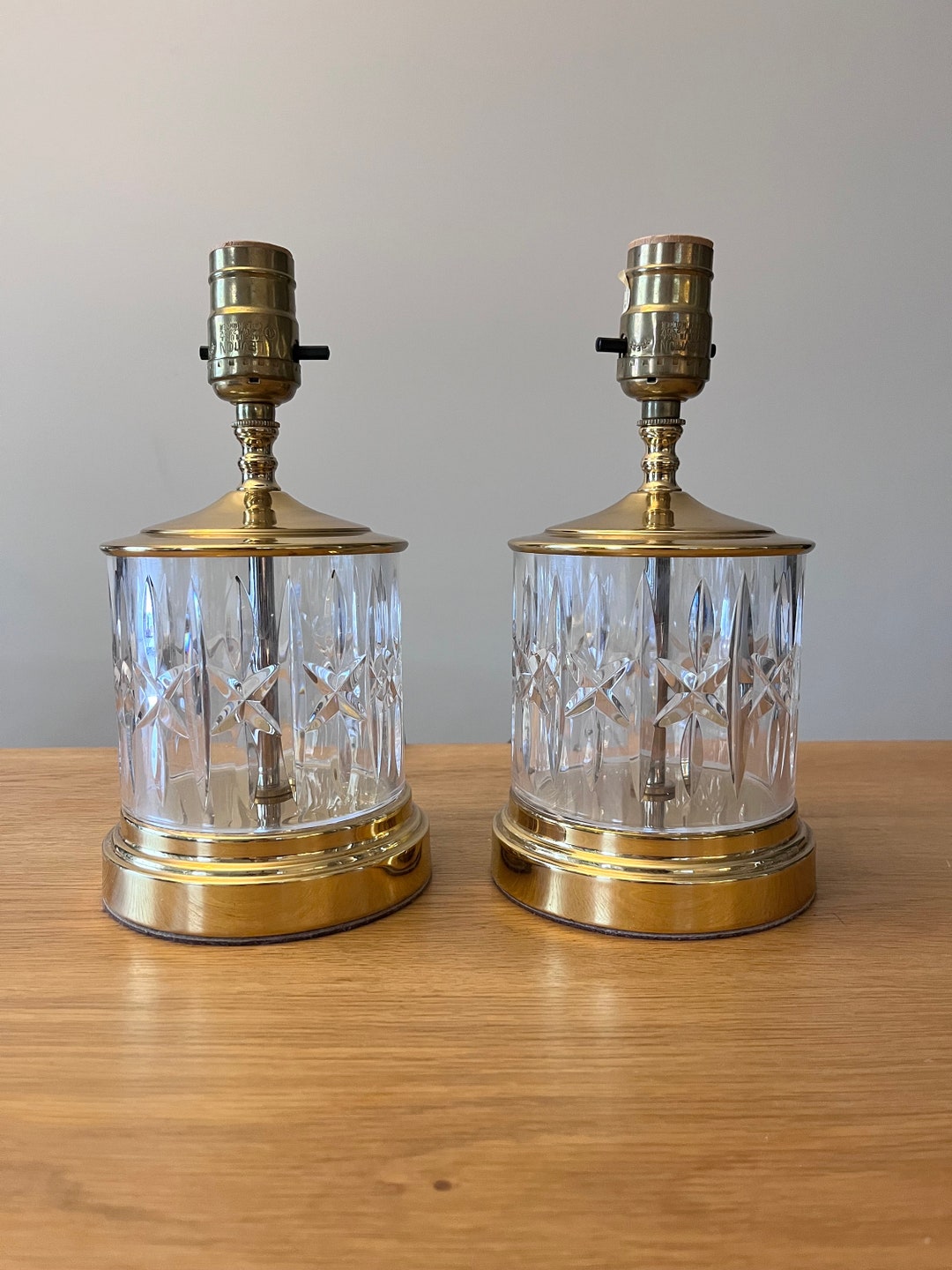 Vintage Brass and Cut Crystal Accent Lamps Set of 2 Hollywood Regency MCM Etsy