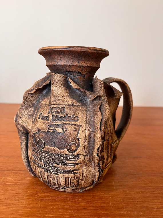 Vintage 1970s Mcgillivray Studio Pottery Stoneware Newspaper Mug