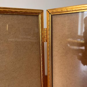 Vintage Bifold Brass Photo Frame - 8X10 - Ornate Brass Frame - Mid Century Picture Frame - Tabletop Display