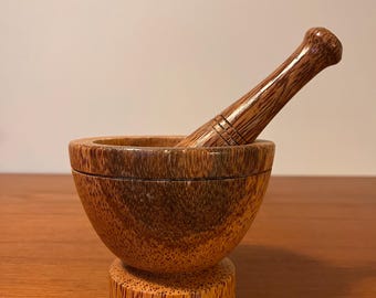 Wooden Mortar and Pestle - Palm Wood Palmyra - Herb Grinder - Thai Kitchenware