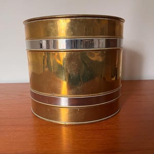 Vintage mässingskruka med silverband - Boho Planter