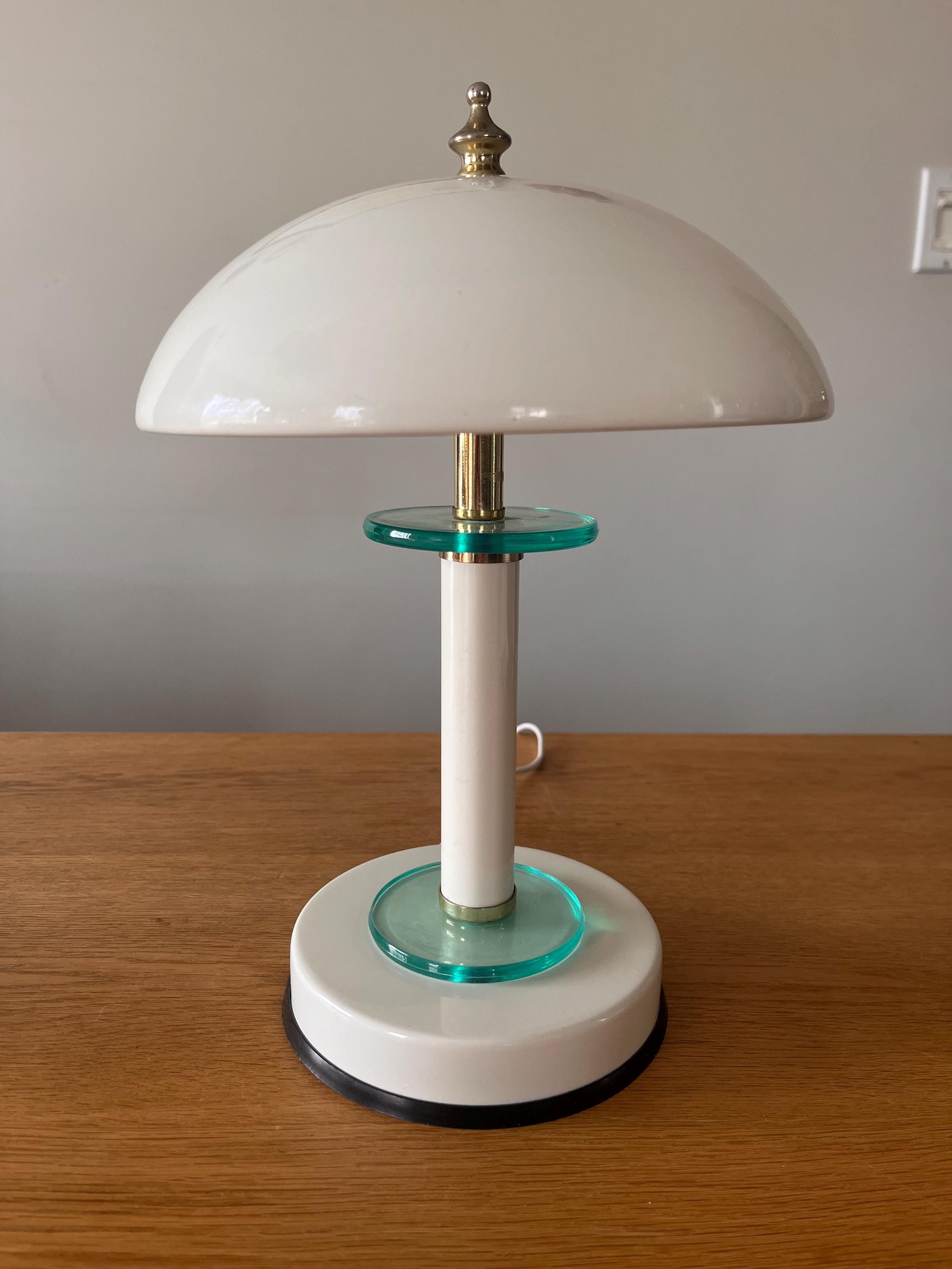 Vintage Touch Lamp - Postmodern Desk Lamp - White Mushroom