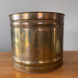 Large Brass Planter - Brass Plant Pot - 15" Diameter - Jardiniere - Rustic Decor - Cache Pot - Boho Brass - Jungalow