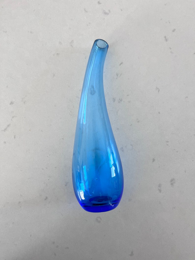 Vintage IKEA Blenko Style Bent Neck Vase Cobalt Blue Bud Vase Etsy Canada