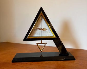 Stunning Rare Citizen Postmodern Pendulum Desk Clock Neo Art Deco