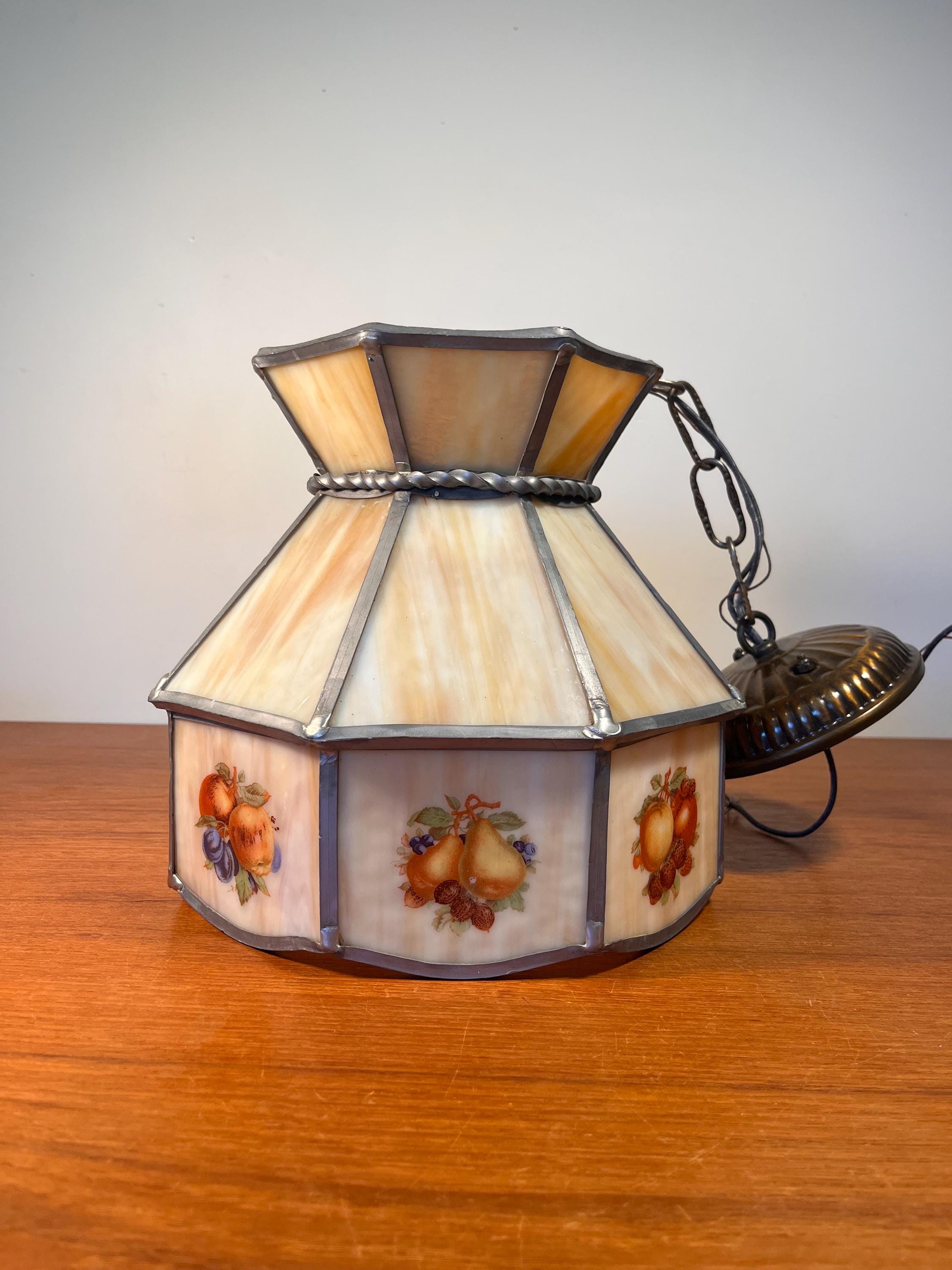 Stained Glass Fruit Hanging Lamp Vintage - Etsy