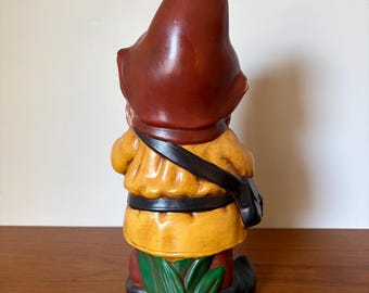 Vintage Ceramic Garden Gnome: Retro Earth Tone Outdoor Statue (17