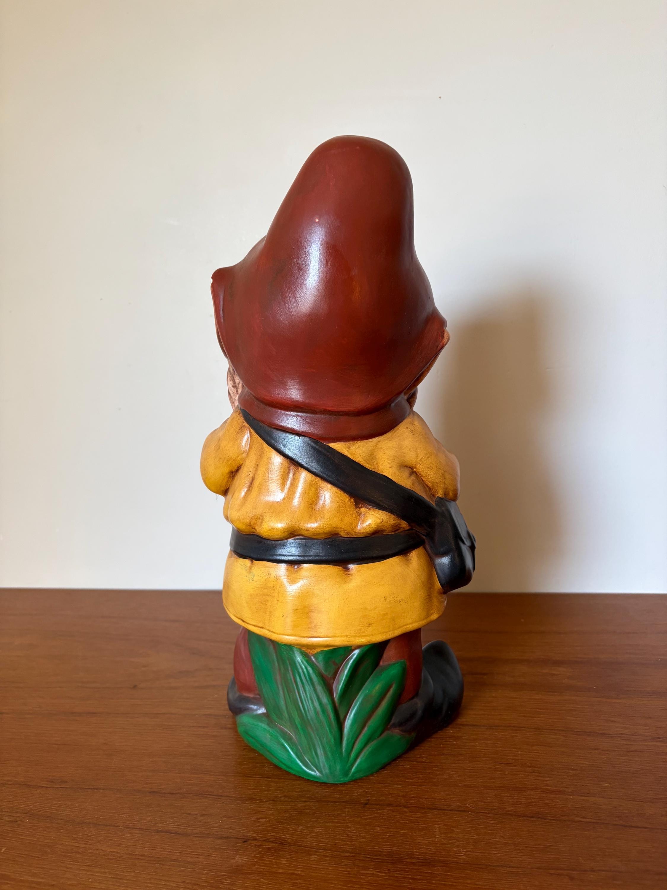 Vintage Ceramic Garden Gnome: Retro Earth Tone Outdoor Statue (17