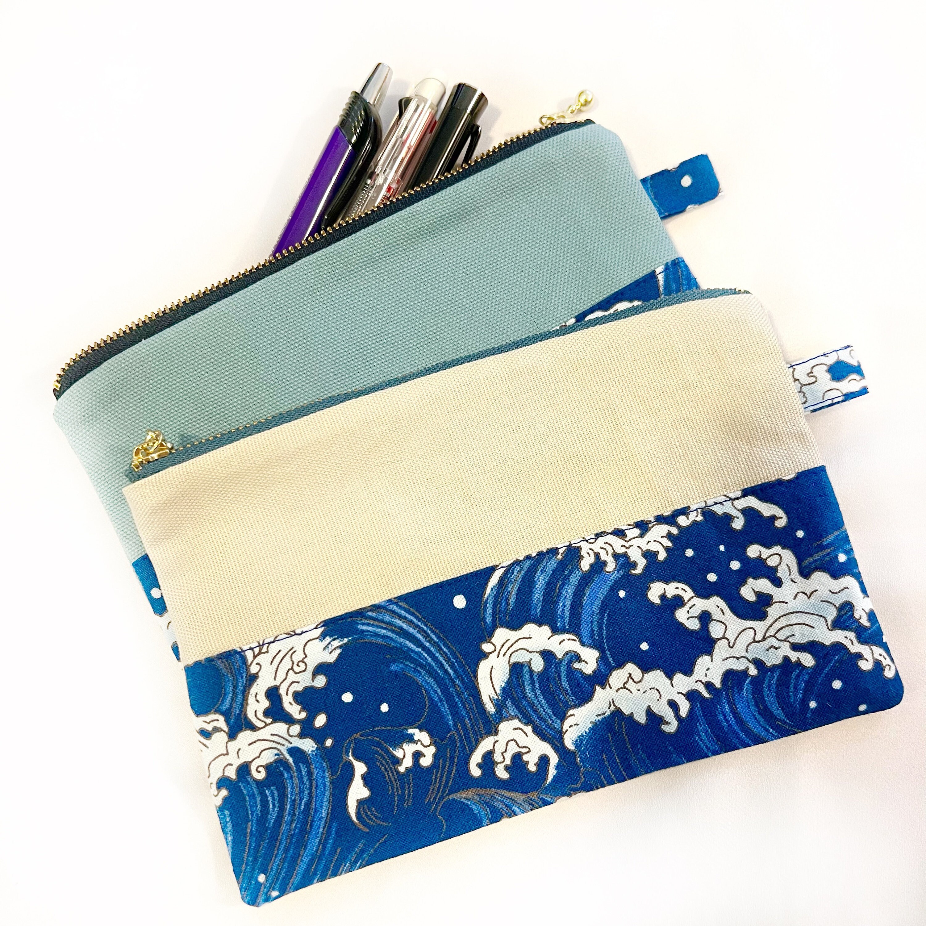 Japanese Hokusai Wave Fabric Pouch the Great Wave Small Bags Etsy