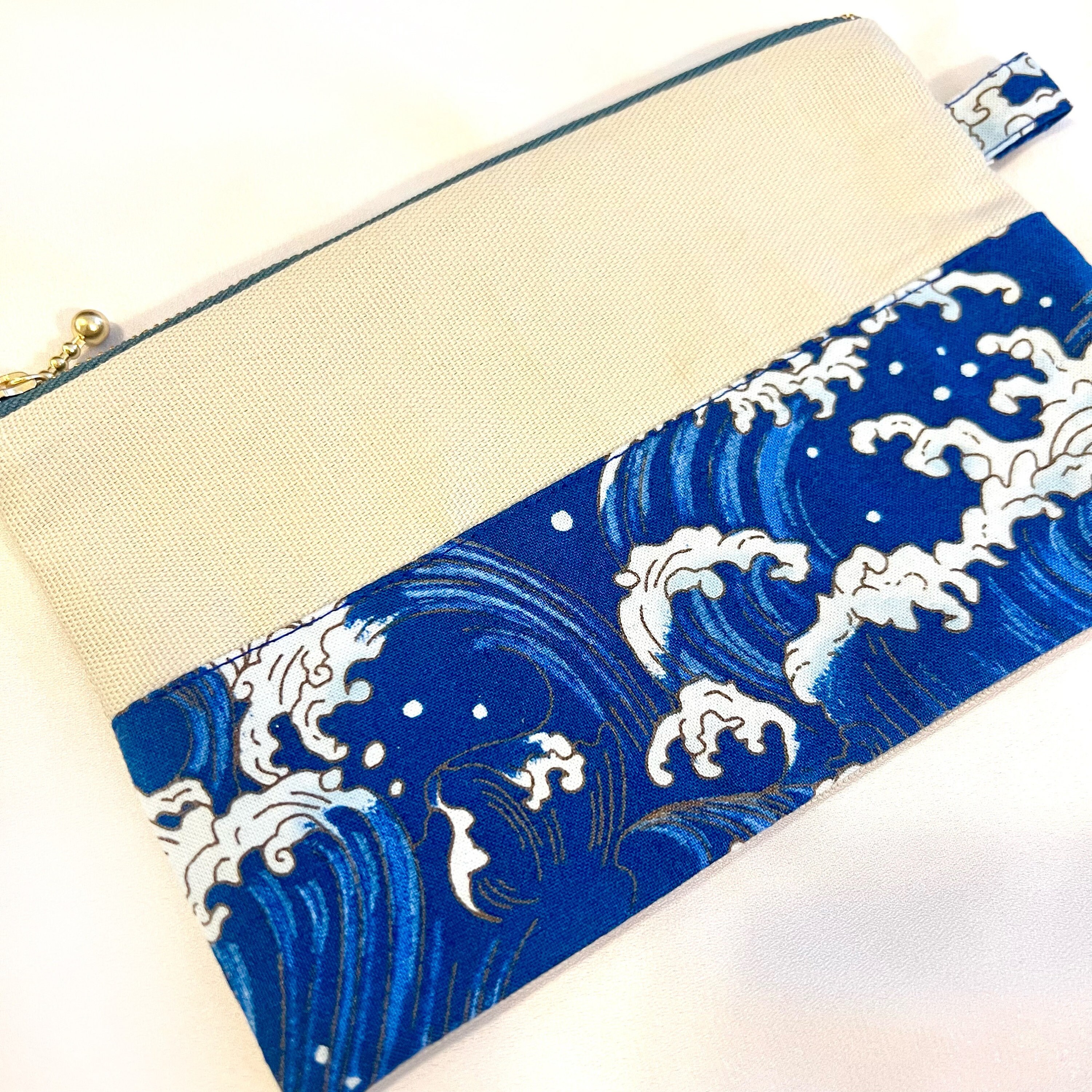Japanese Hokusai Wave Fabric Pouch the Great Wave Small Bags Etsy