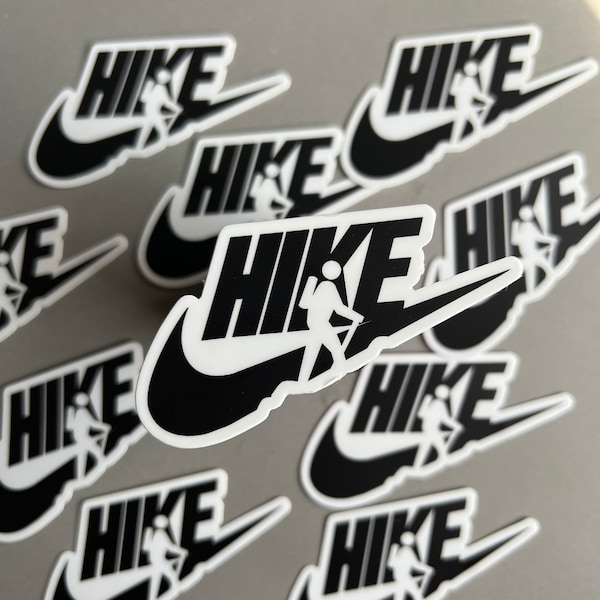 HIKE Hiking Outdoors Nike Parody Sticker | Waterproof Die Cut Decal Sticker