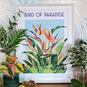 Fiore dell'uccello del paradiso dell'acquerello / Strelitzia / Stampa d'arte A5, A4, A3 / Arte della parete / Illustrazione / Fiori / Tropicale / Interni