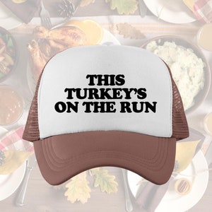 This Turkeys On The Run Custom Trucker Hat | Thanksgiving Turkey Trot 5K Baseball Cap