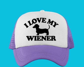 Ich liebe meinen Dackel Custom Trucker Hat | Dackel Hund Baseballkappe | Geschenk für Dackel Mama oder Papa