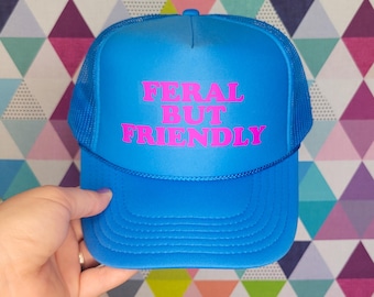 Gorra de camionero personalizada "Salvaje pero amigable" / Gorra de béisbol divertida "Salvaje"