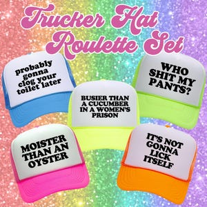 Rolig Trucker Hat Roulette Set | Möhippa / Pubrunda / Festivaler / Sjödagar / Tjej-/Killhelg Partykepsar