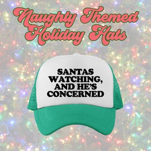 Naughty Themed Holiday Custom Trucker Hats | Naughty Christmas Baseball Cap | Naughty List Hat | Ugly Sweater Party Christmas Outfit Hats