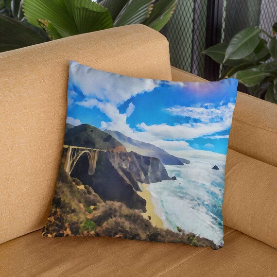 Big Sur California Square Pillow Case Pacific Coast Square Couch Pillow Case Etsy