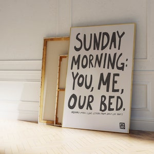 Sonntag Morgen | Süsses Schlafzimmer Poster, Über dem Bett Wandkunst, süßes Paarbild, Ästhetischer Stil, Lovecore Wandkunst, Lovecore Druck, schwarz weiss trendy