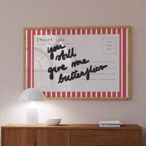 Postkartendruck Liebesbrief, Über dem Bett horizontaler Druck, Ästhetische Kunst, rot und weißes Dekor, Romantisches Schlafzimmer Kunst, Paare Kunst, Streifen Druck