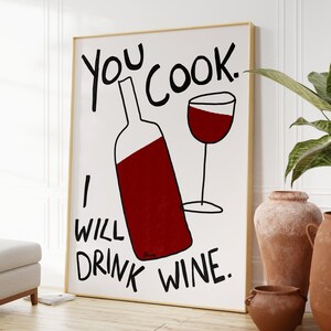 Wijnposter, esthetische appartementinrichting, barwagenafdrukken, barwageninrichting, esthetische keukenafdrukken, wijnillustratie, kunst aan de muur halverwege de eeuw