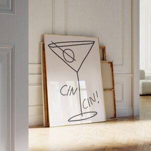Barwagendruck, Martini-Wandkunst, Barwagenzubehör, Ästhetik der Wohnungsdekore, Cocktailplakat, Barwagenkunst, Linie Kunstdrucke Martini