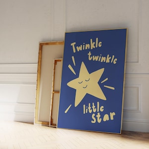 Estampa de estrelinha, arte de parede para berçário, estampas para quarto de criança, arte de berçário azul marinho, arte de quarto de bebê, presente para futura mamãe, arte de berçário de estrela