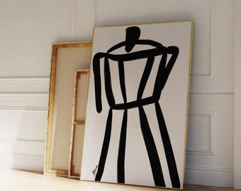 Espresso poster, Kitchen prints, Hand drawn posters aesthetic decor, coffee bar art, minimalist art black and white, espresso depresso print