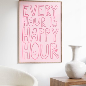 Bar cart print, danish pastel decor, bar accessories, apartment decor aesthetic, mid century prints, cute dorm decor, light pink wall art image 1