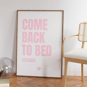 Come Back to Bed | Couples wall art, Above bed print pink, Pastel bedroom print, Lovecore, Cute bedroom art, Romantic bedroom art, Aesthetic