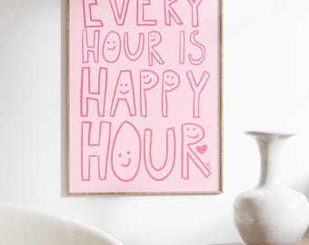 Bar cart print, danish pastel decor, bar accessories, apartment decor aesthetic, mid century prints, cute dorm decor, light pink wall art