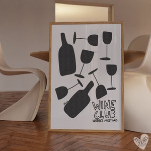 Plakat z winem, Dekoracja wózka barowego, Estetyczny wystrój mieszkania, Wydruki z połowy wieku, Wystrój mieszkania studenckiego, Wydruk wózka barowego, Sztuka ilustracji wina