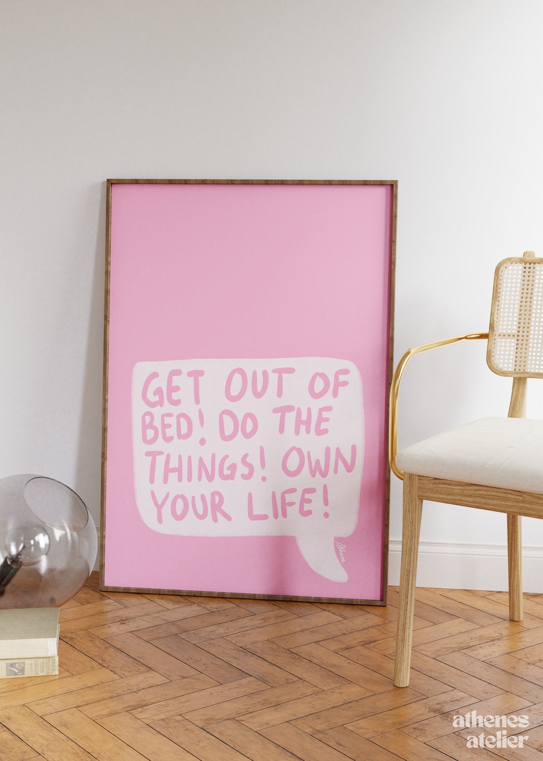 Get Out of Bed Do the Things positive Wall Art, Cute Bedroom Prints ...