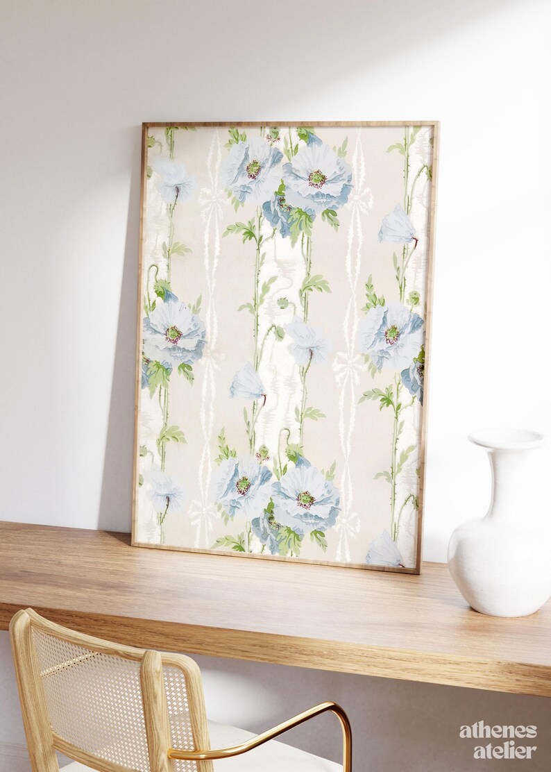 Blue Flowers | Coastal granddaughter decor, blue and white wall art aesthetic prints coastal grandma, coastal aesthetic coastal cowgirl image 4