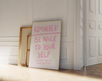 Light pink wall art, Dopamine decor, Danish pastel wall art, Positive wall art, Mindfulness wall art, girl apartment decor, aesthetic decor