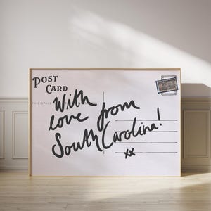 South Carolina Wandbild, horizontal über dem Bett, schmale Wandkunst, Streifen, trendige Wandkunst, Retro Reise, schmale Wandkunst, USA