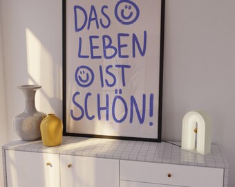 Das Leben ist Schön | Cute German poster, Modern boho print, German wall art, German quote print, Scandi style, Simple wall art, Modern boho